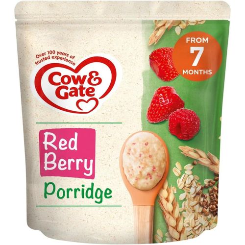 Red Berry Baby Porridge, From 7 Months, Multigrain Infant Cereal with Strawberry & Raspberry, Iron & Vitamin Enriched Baby Breakfast, Easy-to-Prepare Weaning Food