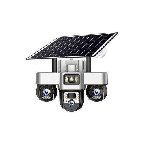Battery Powered 3 Cameras Super PTZ Wide Angle V380 Pro Tripple Lenses Outdoor Solar Camera 4G Sim Card Night Vision With Motion