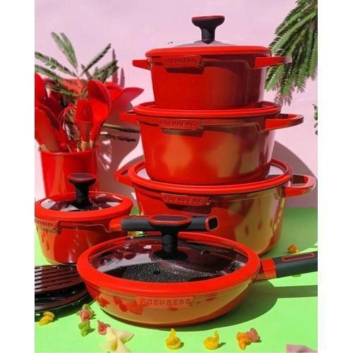 2 Pcs Marble-Coated Cookware Set-Red