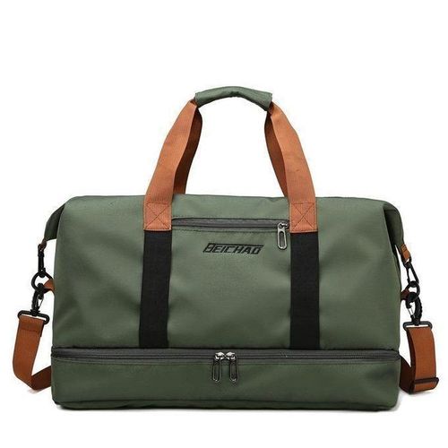 Large Capacity Travel Unisex Waterproof Lagguage Bag/ Sports Gym Bag / Travel Duffle Bag with Bottom Shoe Compartment - Portable Carry-On Weekender Bag - Jungle Green