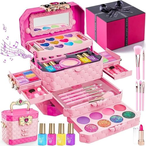 Kids Makeup Vanity Case Toy Set with Mirror and Cosmetic Accessories