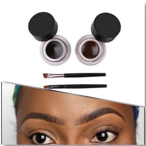 2pc Set Gel Eyeliner Black Brown Set Long Lasting Eyeliner Brow Gel Eyeliner with Applicator Brush