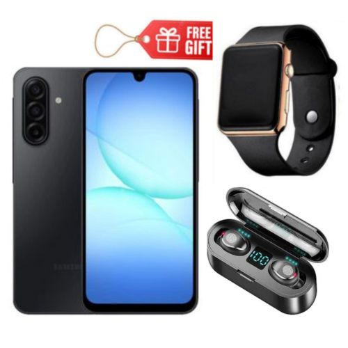 Galaxy A17, 6.7'' HD+ Display, 4GB RAM + 128GB Storage (Dual Sim), 50MP Camera, 5000mAh Battery - Black + Led Watch & F9 Earbuds