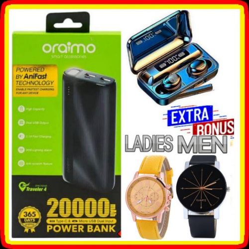 Best Deal POWERBANK POWERBANK 20000mAh FOR ALL PHONES MULIKA PHONES RECHARGEABLEVBULBS COMES WITH STRONG BASS EARPHONES EARBUDS Watches FOR MOBILE PHONES KABAMBE PHONES Free Bluetooth Earbuds Luxurous Ladies Wrist Watch Men Watch