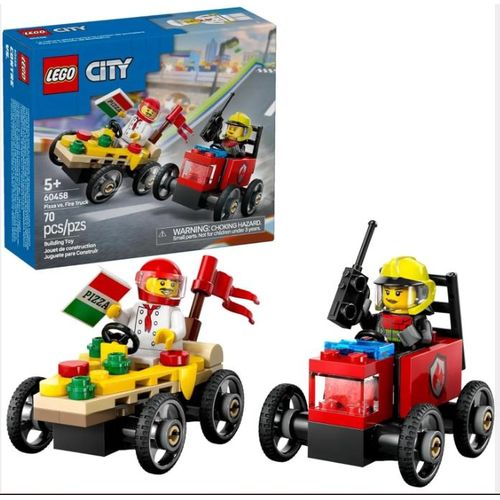 Lego CITY PIZZA VS FIRE TRUCK RACE CAR PACK - 60458