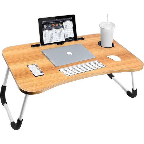 LuxeFold Executive Portable Laptop & Study Desk – Brown - Foldable Bed Table with Tablet & Phone Holder