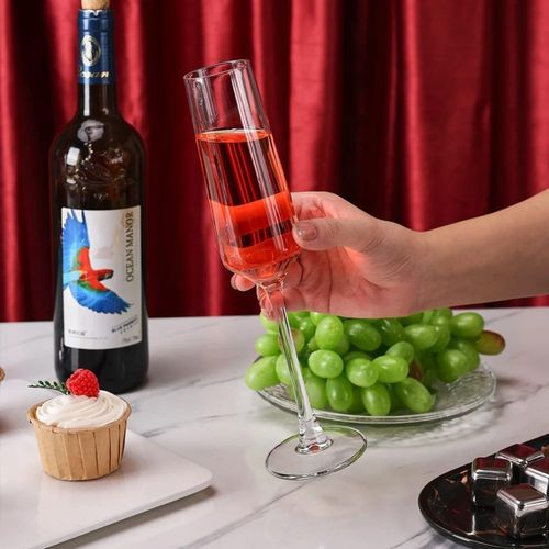 Long Stem Champagne Glasses Set – 200ml Crystal Clear 6-Piece Set