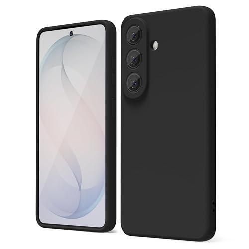 SOFT Samsung Galaxy S26 Plus Phone Case Liquid Silicone Grip, Cute Thin Slim Rubber TPU Plain Smooth Gel Cover for Women Girl Aesthetic Design, Matte Solid Protective & Shockproof- Black