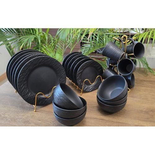 24 pieces High quality black dinner set