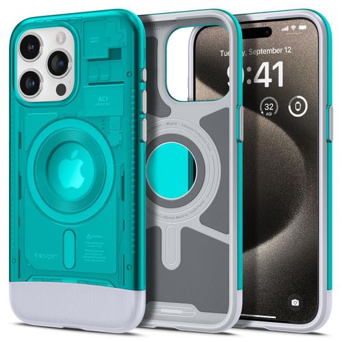 Blue Spigen Classic C1 MagFit Magnetic MagSafe Case for iPhone 16 Pro Max – Executive-Style Magnetic Case with Full Lens Shielding and Wireless Charging Efficiency