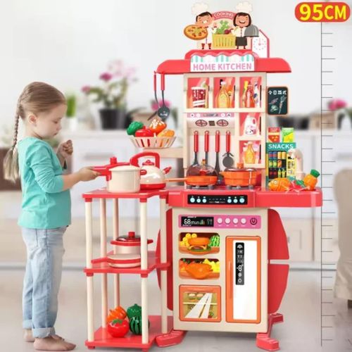 95cm Kids Kitchen Play Set With Realistic Spray Function – Interactive Cooking Pretend Play Toy