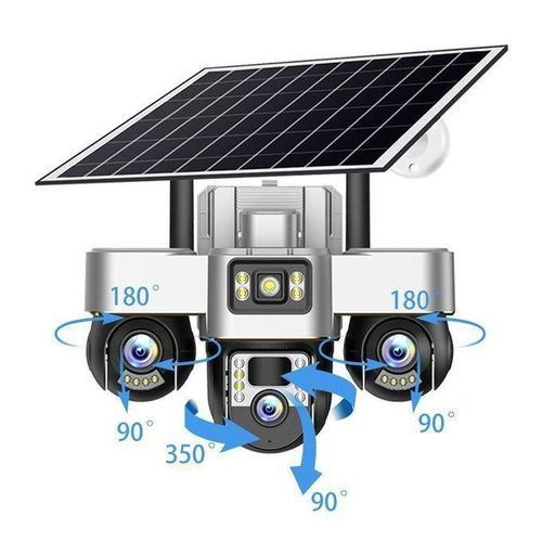 Battery Powered 3 Cameras Super PTZ Wide Angle V380 Pro Tripple Lenses Outdoor Solar Camera 4G Sim Card Night Vision With Motion