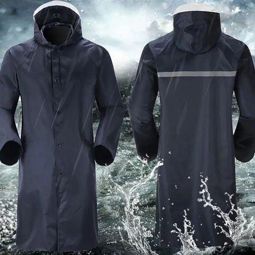 Long Raincoat Waterproof Reusable Rain Coat Jacket Rain Poncho with Hood Outdoors Hiking Fishing Rain Jacket