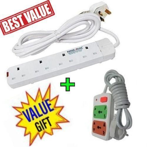 HOME BEST 4-WAY EXTENSION with Long Cable - Free Extension Included// white