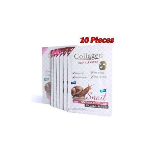 10Pcs Collagen Snail Whitening & Moisturizing Facial Masks