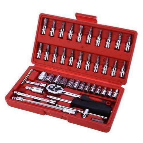 46pcs Tool Sets Car Repair Tool Kit Wrench Set Head Ratchet Pawl Socket Spanner Screwdriver Professional Metalworking Tool Kit