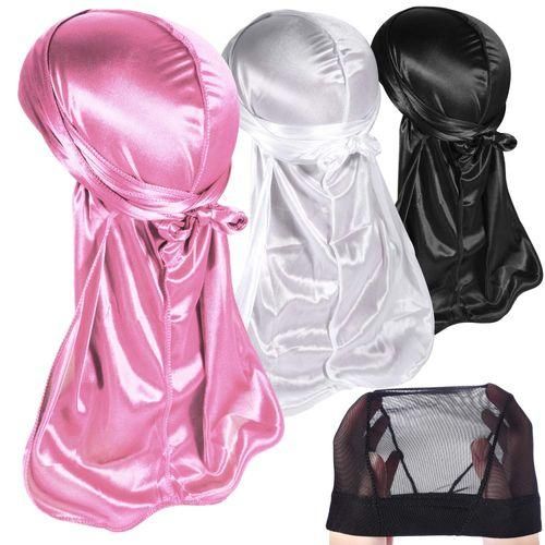 3 Pcs Silky Durag For Men Wave Cap Satin Dorag For Men Women 360 Wave