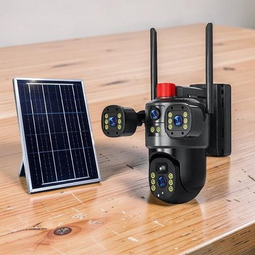 User-Friendly Interface Hassle-Free Setup 4G PTZ Rotating Triple Lens Three Screens Outdoor Security Solar Camera