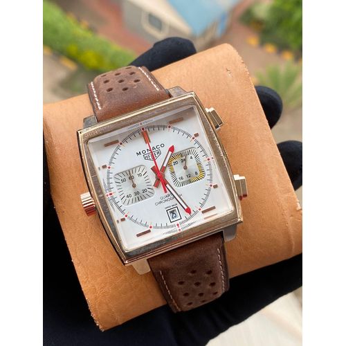 Monaco Heur Chronograph Men’s Watch – Leather/Metallic Strap, Stainless Steel Build