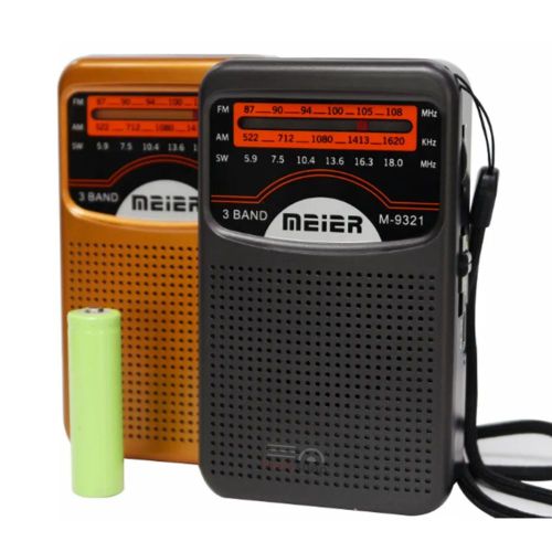 M9321 Portable Rechargeable 3 Band Radio FM AM SW Pocket Radio Type C Charging Headphone Jack Telescopic Anttena