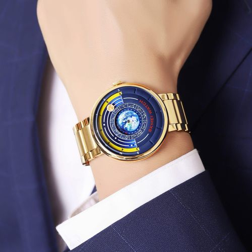 SKMEI Earth Dial Wristwatch – Stylish Stainless Steel Case, Quartz Battery Movement