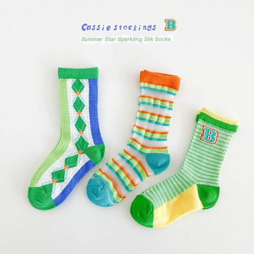 Kids Socks Spring Summer Mesh Socks 1-12T Children Socks Baby Polka Dots Little Big Girls Fancy Socks Mid Calf LengthL6-8 Year-old