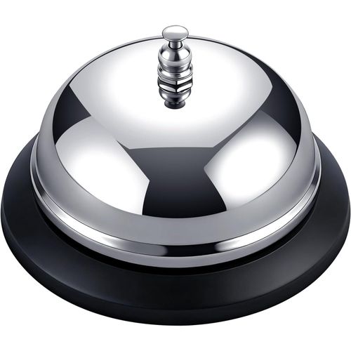 Call Bell 4 Inch Diameter with Metal Anti-Rust Construction, Ringing, Desk Bell Service Bell for Hotels, Schools, Restaurants, Reception Areas, Hospitals, Warehouses(Silver)