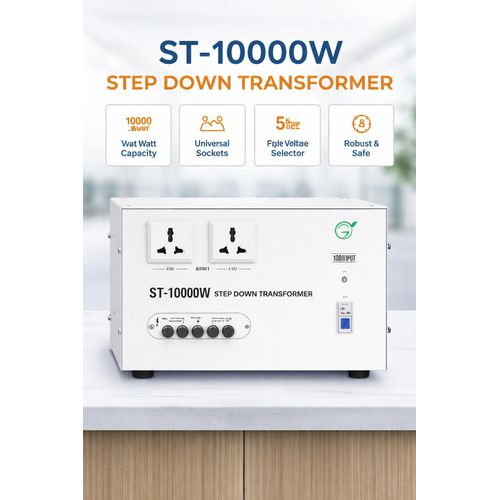 ST-10000W Step Down Transformer 220V to 110V Heavy Duty Voltage Converter with UK Plug for Industrial Use