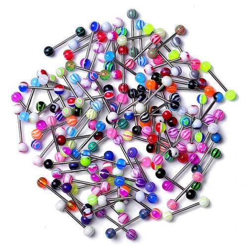 10pcs Tongue Piercing Ring Nibble Surgical Bars