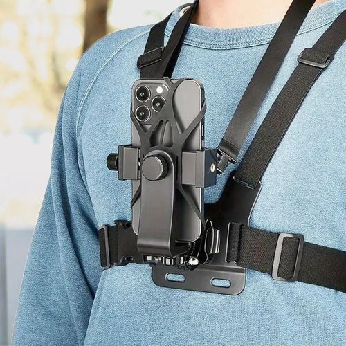 Adjustable Chest Mount Phone Holder for Live Streaming Cycling and Outdoor Recording