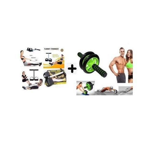 Tummy Trimmer Spring Exerciser, Waist Trimmer, And Fitness + Abs Roller