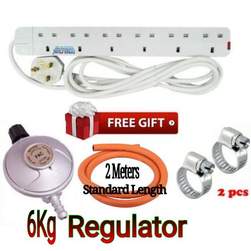 6 Way Power Extension Cable+Gas Regulator + Hosepipe+Hose Clumps