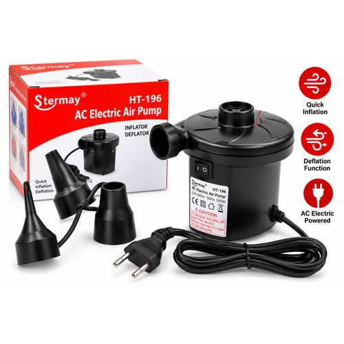 AC Electric Air Pump Inflator Deflator With Multiple Nozzles For Inflatable Items