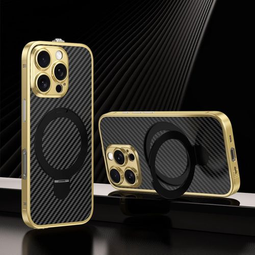 Gold Carbon Fiber Case with Stand Ring MagSafe for iPhone 13 Pro Max - Premium Protection & Functionality