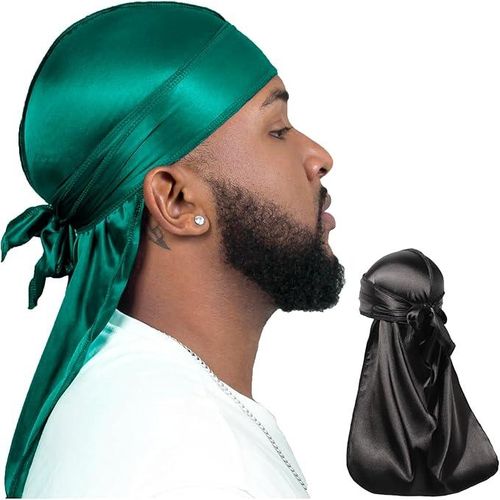 2 Pieces Silky Durag Pack for Men Women Waves, Premium Satin Deluxe Du-rag
