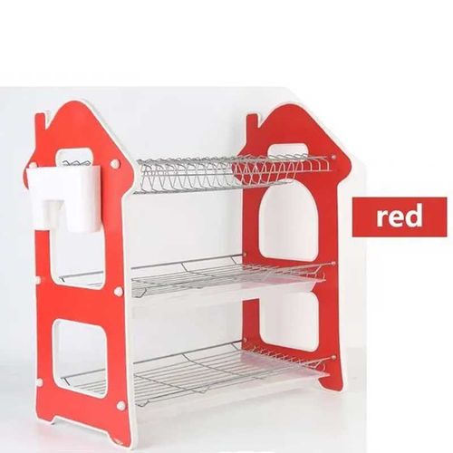 3 Tier Wooden Kitchen Rack - Red