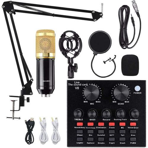Podcast Equipment Bundle, BM800 Podcast Microphone Bundle With V8s Voice Changer, Condenser Microphone Recording Studio Package For Podcasting Live Streaming Singing PC Mobile TikTok YouTube