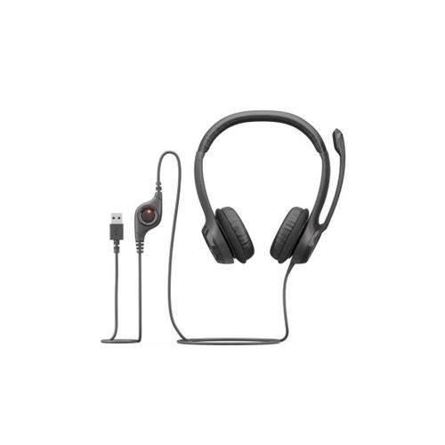 Wired Headset For PC/Laptop, Stereo Headphones With Noise Cancelling Microphone, USB-A, In-Line Controls For Video Meetings, Music, Gaming And Beyond - Black