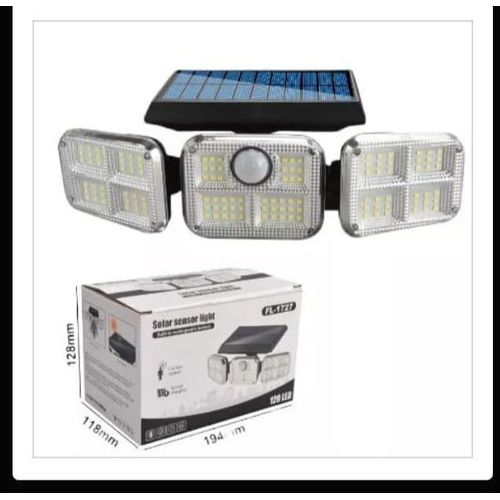 Solar Light Outdoor 120 LED Motion Sensor Lights With Remote Control 3 Heads Security LED Flood Lights