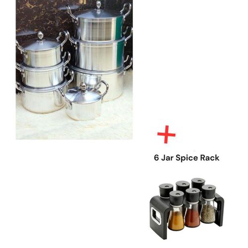 14pcs Stainless Aluminum Cookware Set + FREE 6PCs Set Spice Jars