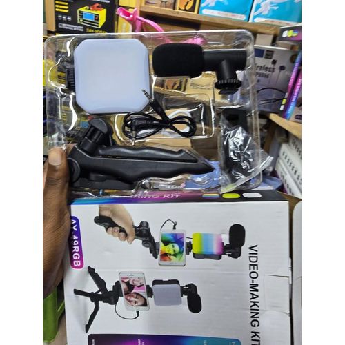 AY-49 RGB Complete Vlogging Bundle – Tripod, RGB Light & Pro Mic