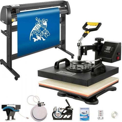 8-in-1 Heat Press Machine 12x15 28 Vinyl Cutter Complete Sublimation Cutting Solution for Apparel Mugs Decals More
