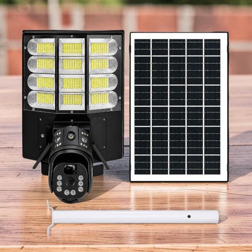 12MP 4G PTZ Multiple Lens Remote Access Cloud Alerts Solar Camera with Outdoor Security Led Solar Street Light