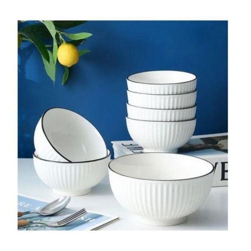 6 Pcs White Ceramic Soup Bowls