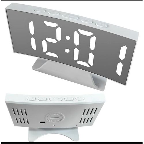 Digital LED Mirror Alarm Clock – Thermometer, Memory Function, Auto Brightness, Snooze, Dual Brightness