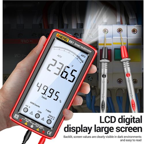 Multimeters,6000 Counts Digital Multimeter Smart Anti-burn Rechargeable Universal Meter NCV Tester 5-inch Large LCD with Backlit Flashlight for Voltage Current Resistance Capacitance Temper