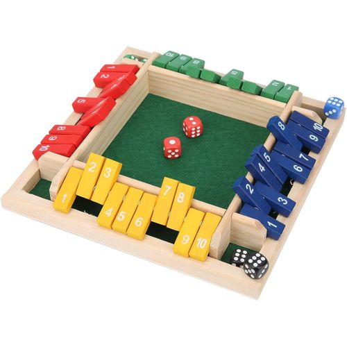 Shut The Box Wooden Dice Game 4 Player Board Game