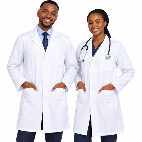 Unisex White Lab Coat Long Sleeve 3-Pocket Medical Coat – Professional Doctor, Nurse, Pharmacist & Laboratory Workwear, M–2XL