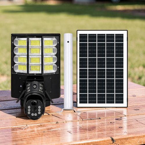 12MP 4G PTZ Multiple Lens Remote Access PTZ Cloud Solar Camera with Outdoor Security Led Solar Street Light