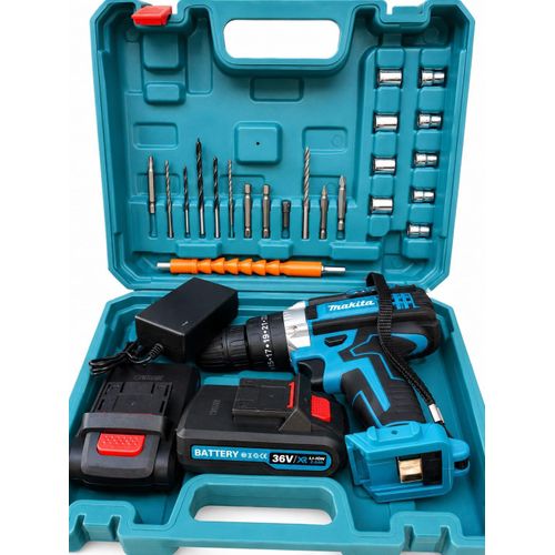 36V Cordless Drill Driver Set 2×2.0Ah Li-Ion Batteries – Rechargeable Electric Screwdriver with Drill Bits, Sockets & Carrying Case